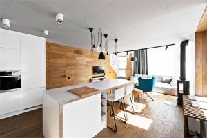 北欧原木风格loft客厅装修效果图