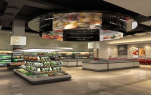 现代“生活馆”超市大厅吊顶效果图