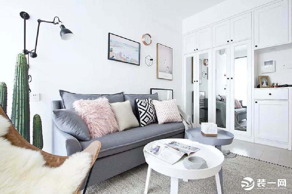 50平米小户型北欧风格客厅沙发背景墙装修效果图