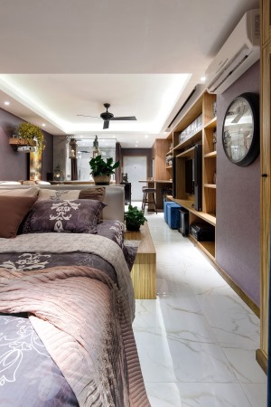 美式混搭风格40平米小户型卧室装修效果图