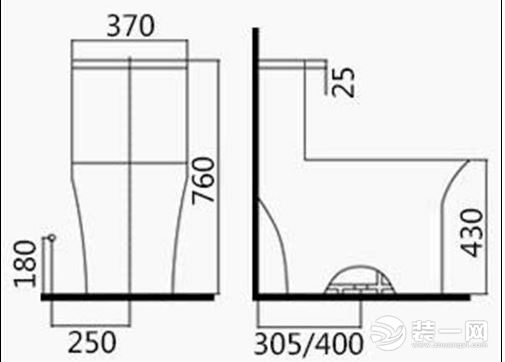 马桶最小坑距示意图