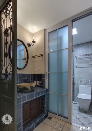 世纪彩城135平三室两厅现代美式风格浴室卫生间装修效果图