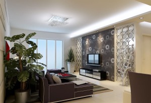 新中式风格客厅电视背景墙装修效果图