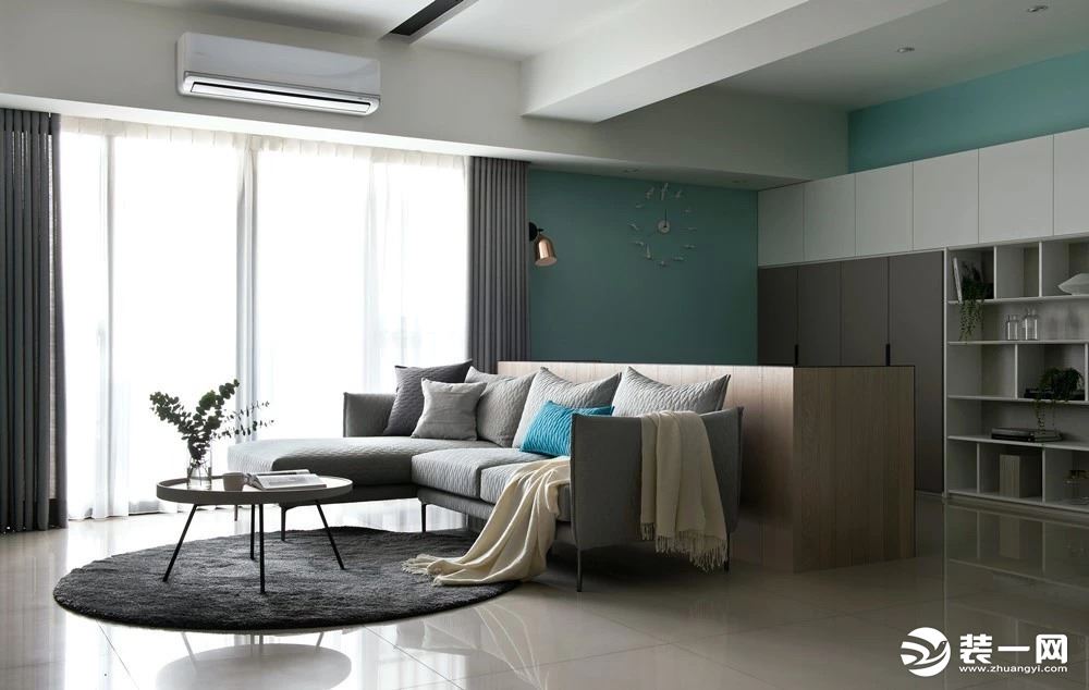 现代北欧风格120平米客厅沙发收纳柜装修效果图