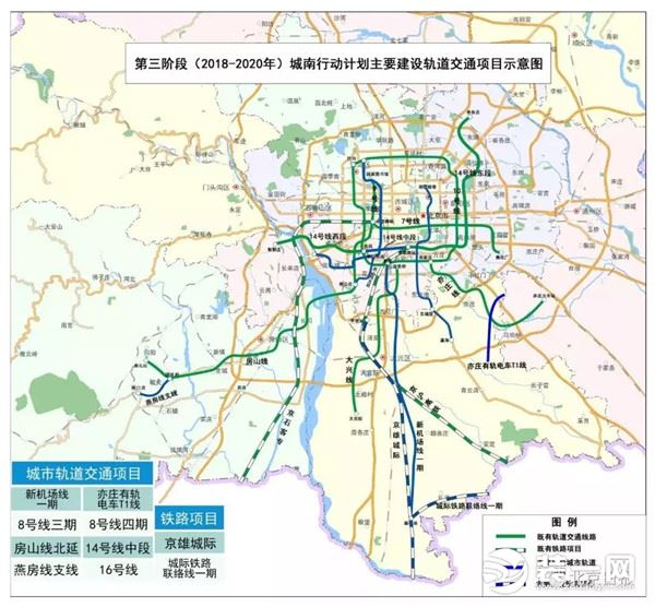 北京城南地区轨道交通建设图