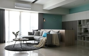 现代北欧风格120平米客厅沙发收纳柜装修效果图