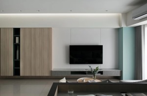 现代北欧风格120平米客厅电视背景墙装修效果图