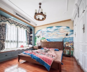 地中海风格90平米两居室卧室装修效果图