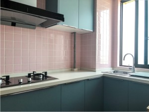 小资北欧风格粉蓝白系列搭配厨房瓷砖墙面装修效果图
