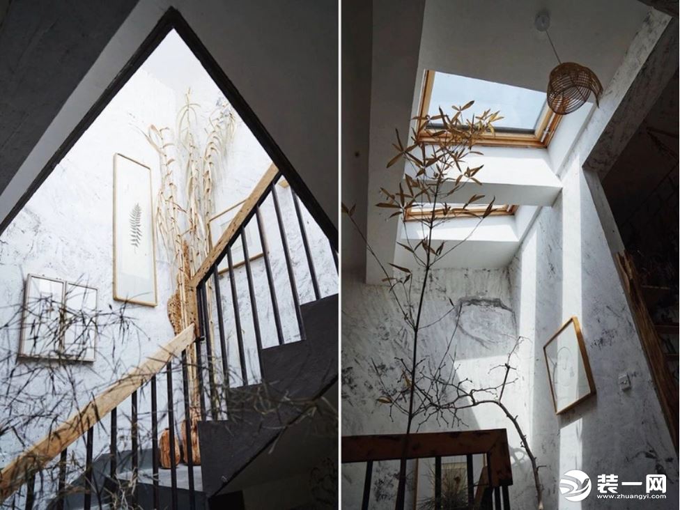 300平米别墅艺术水泥风楼梯设计装修效果图