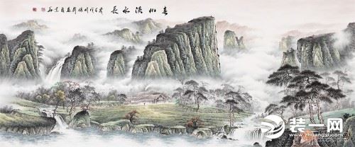 张利精心力作八尺横幅山水画作品《春山溪水长》