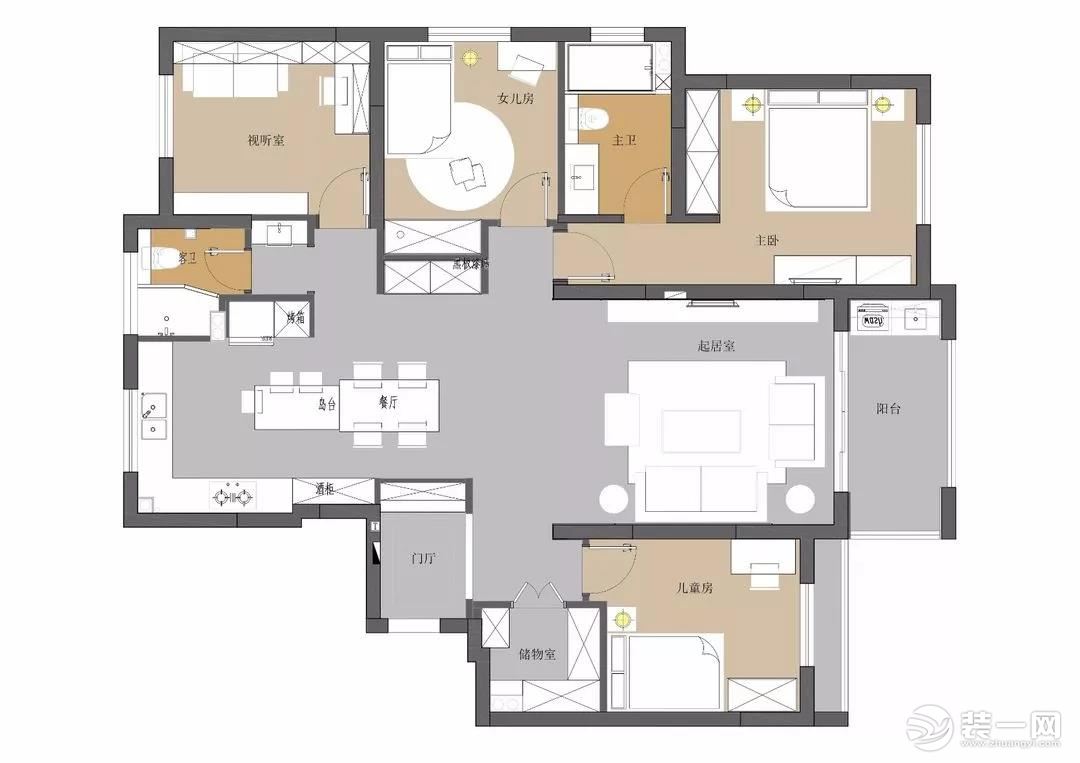 148平米四居室户型设计图