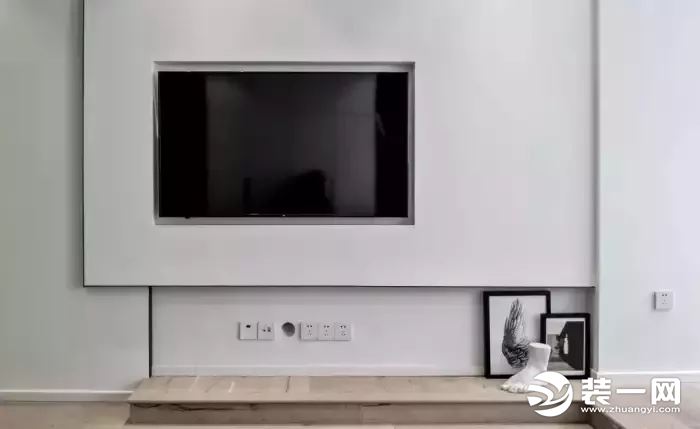 黑白灰极简风格电视背景墙装修效果图