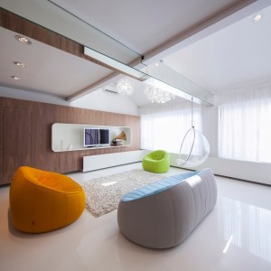 現代公寓躍層客廳設計圖片2018