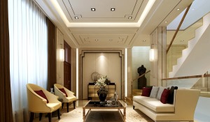 148平米复式新中式风格客厅装修图片