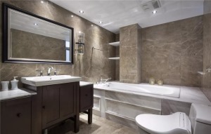 轻奢风124平美式风格三居室卫生间装修图片