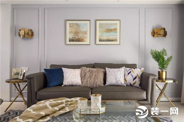 简约美式风格140平四居室沙发墙装修图片