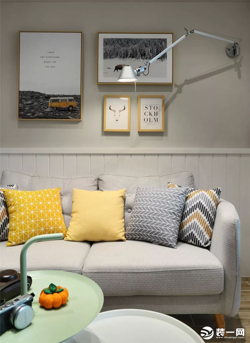 北欧风格45平米小户型沙发墙单身公寓装修效果图