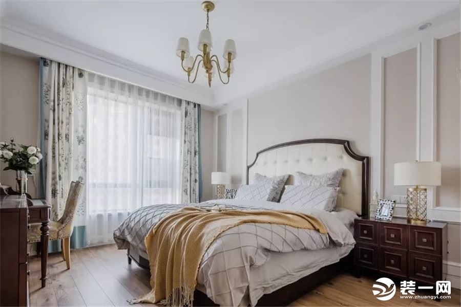 140平美式风格大户型卧室装修图片