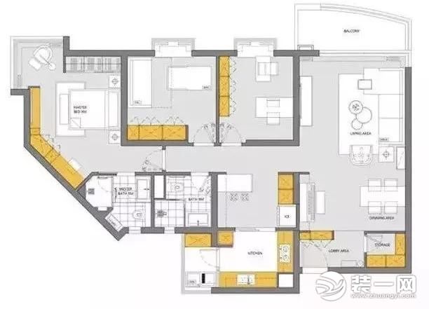 140平简约北欧三室一厅装修效果图