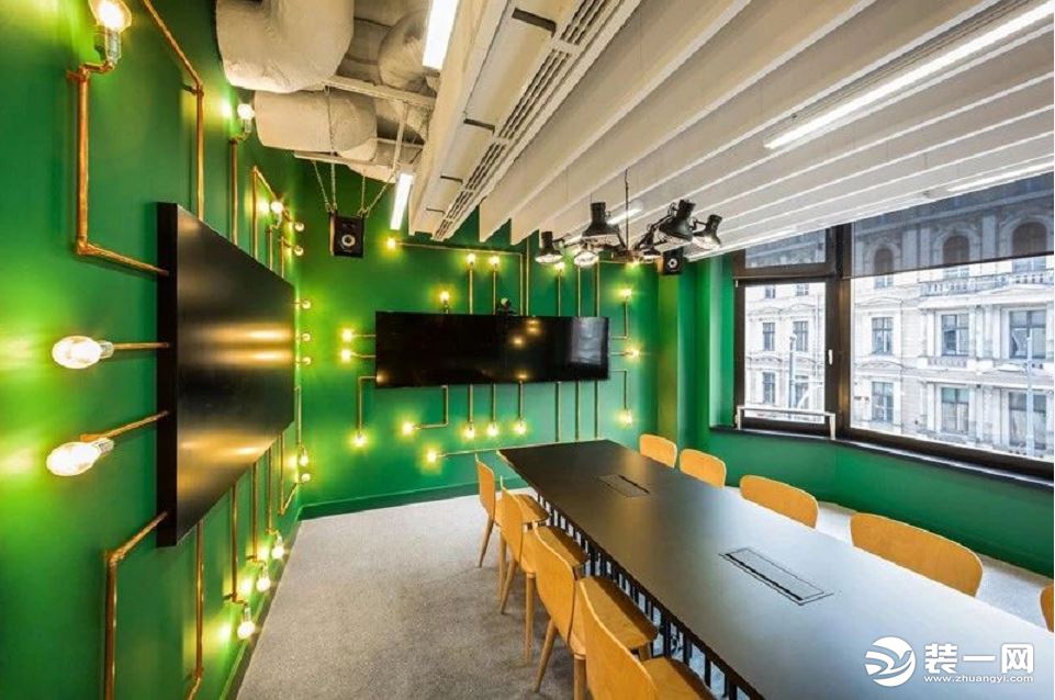 2019最新现代时尚办公室绿色系会议室装修实景图片
