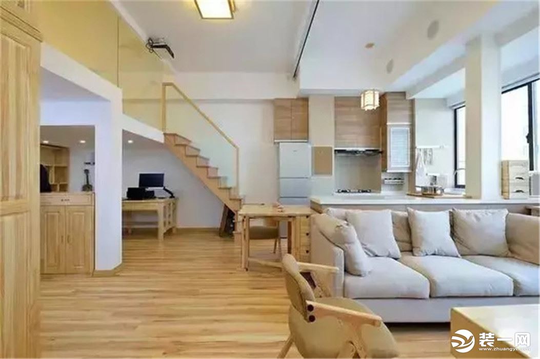 70平loft日式单身公寓客厅装修效果图