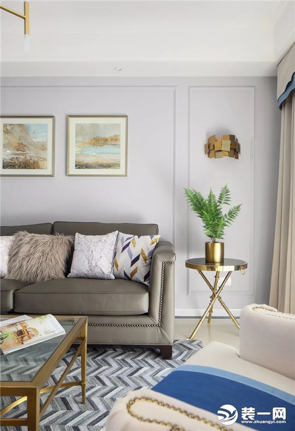 简约美式风格140平四居室沙发墙装修图片