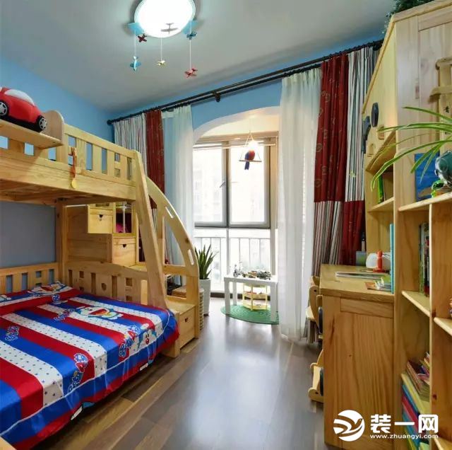 80平米现代美式风格三居室儿童卧室装修效果图