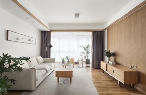 110平米日式muji风格三居室客厅设计装修图片