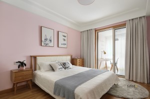 110平米日式muji风格三居室次卧卧室装修图片