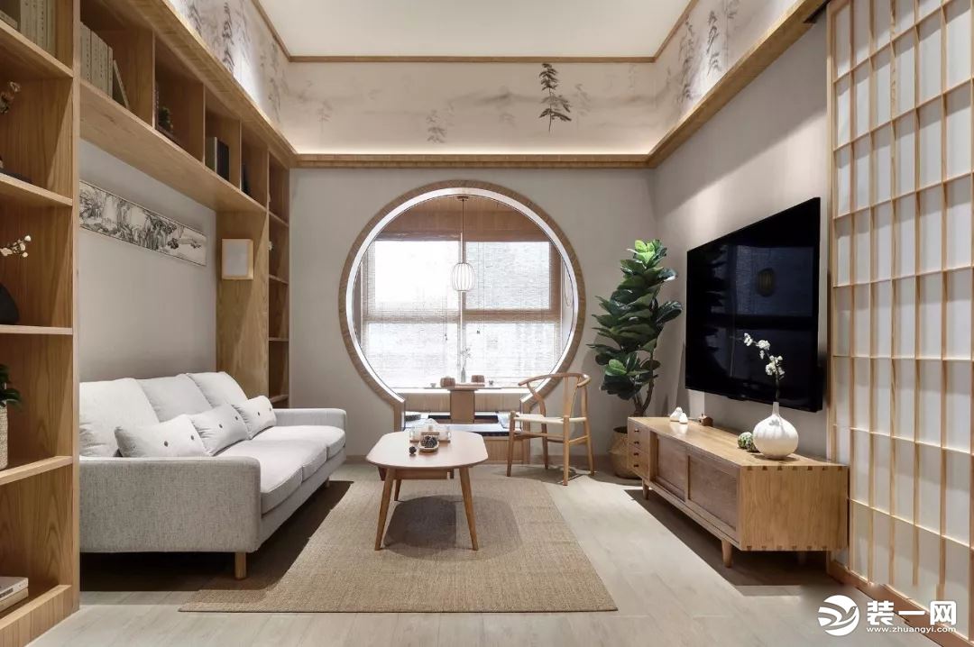 日式风格105平米三居室客厅装修效果图