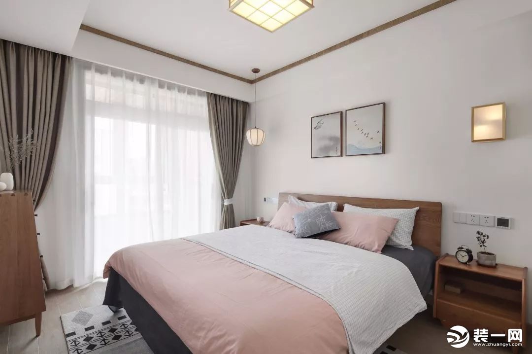 日式风格105平米三居室卧室装修效果图