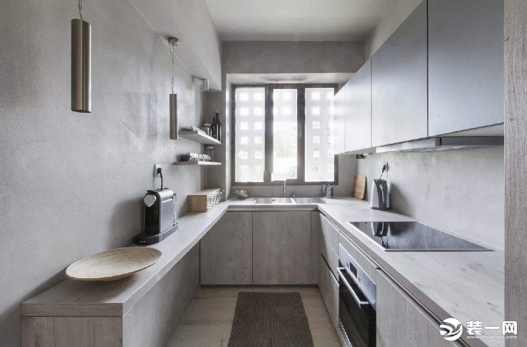 2019最新u型厨房设计灰色系u型厨房橱柜设计图片