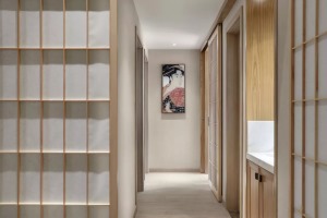 日式风格105平米三居室走廊装修效果图