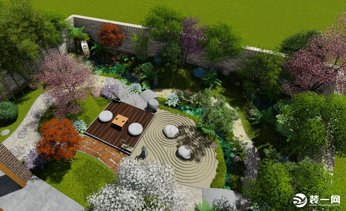 别墅庭院花园设计效果图