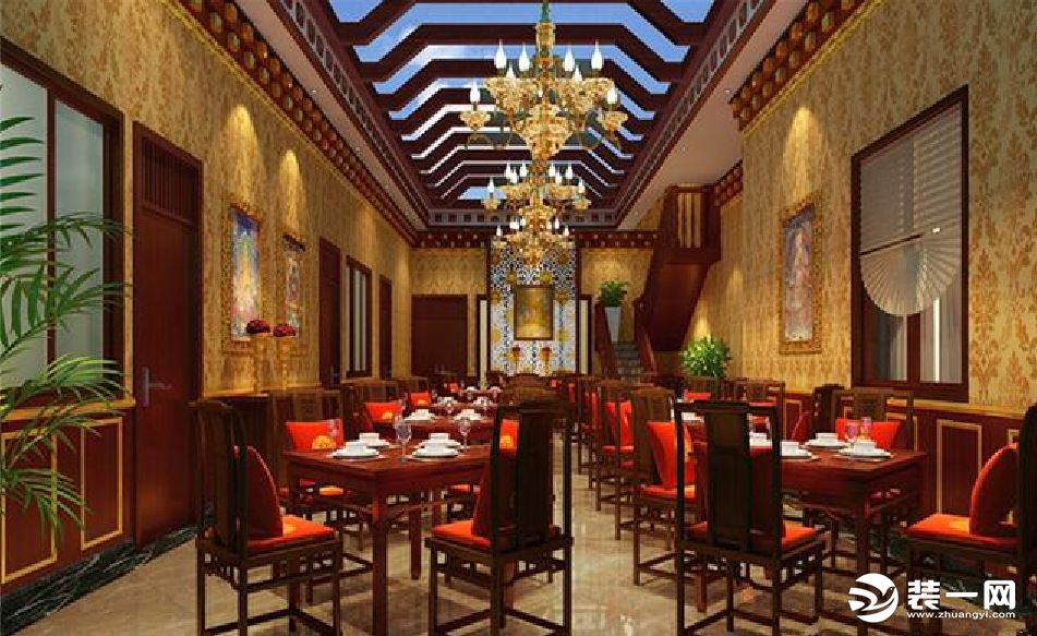 藏式酒店设计酒店餐厅藏式风格装修效果图