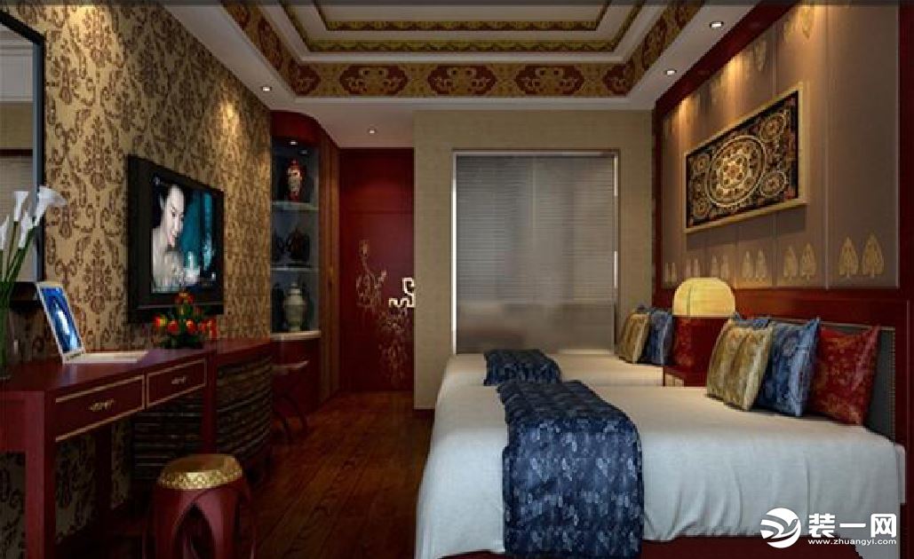 藏式酒店设计酒店客房藏式风格装修效果图