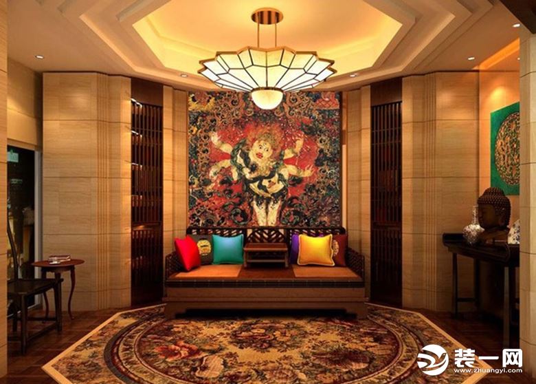 藏式风格主厅色彩鲜明效果图
