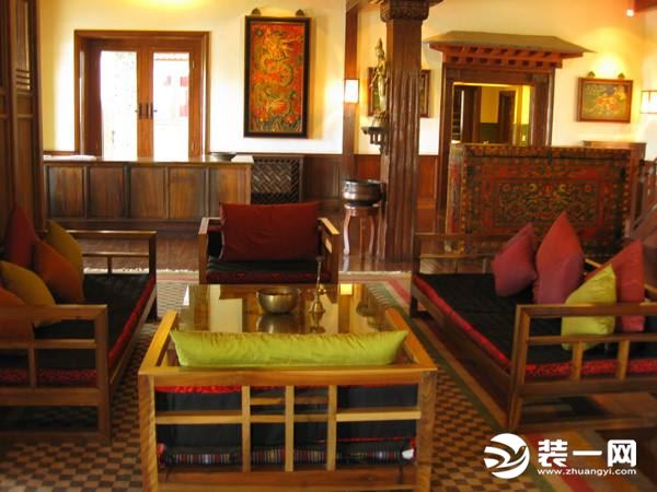 藏式建筑客厅沙发设计效果图