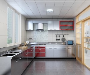 简约厨房设计不锈钢整体橱柜装修图片