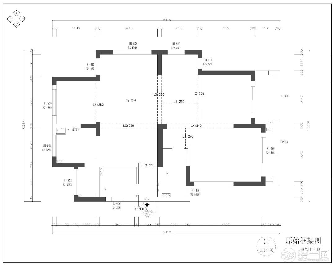 简约美式风格装修原始结构图