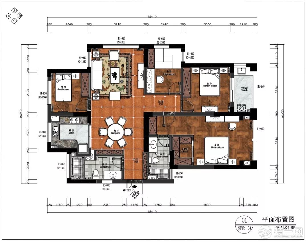 简约美式风格户型图