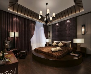 现代风格巧克力色为主卧室装修装饰