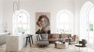 現代簡約風格客廳掛畫裝修效果圖片