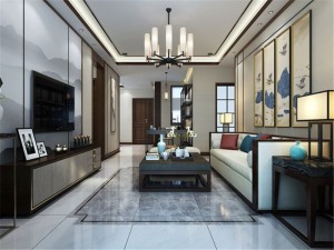 139平中式风格四居室客厅装修设计