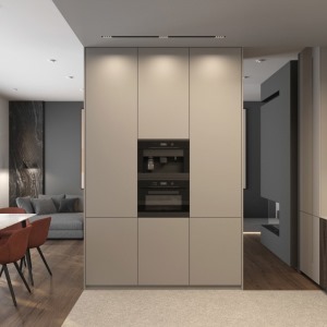 130平三居室现代高质感风格储物柜装修效果图