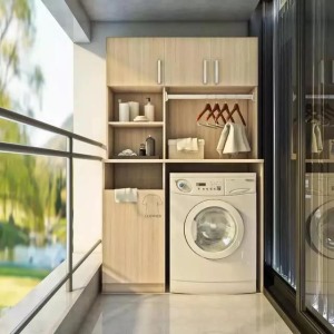 现代风格小户型阳台洗衣机柜图片