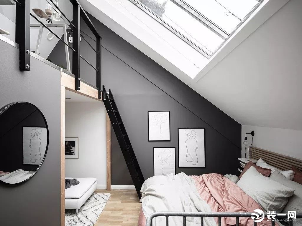 60平现代特色复式住宅卧室装修效果图