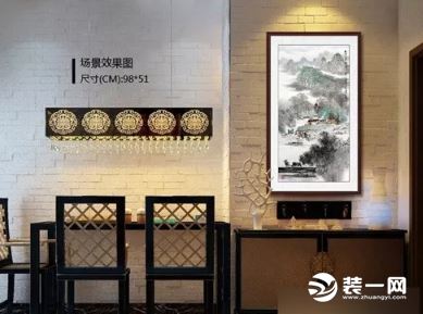 玄关装饰画《乾坤小亭观山河》效果图