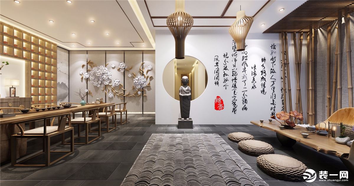 2019新中式茶楼设计清新雅致中式茶楼装修图片